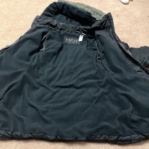 Girls Guess dressy puffer Jacket coat Large size 14 Black - Picture 6 of 13